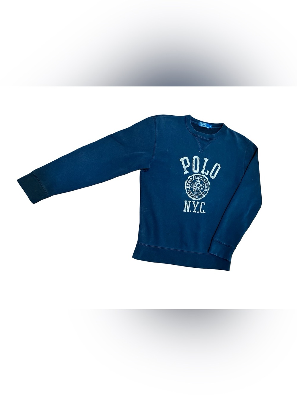Polo Ralph Lauren Sweatshirt Men S Blue NYC Collegiate Graphic Preppy V-Stitch